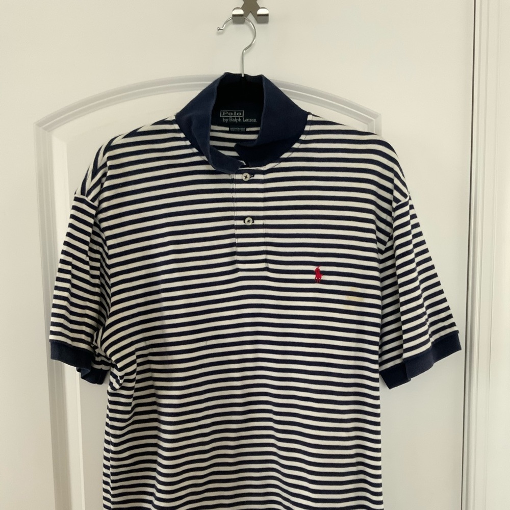 Polo by Ralph Lauren Dark Blue Striped Siz…
